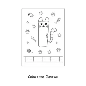 Desenho para colorir da letra I animada em forma de gato