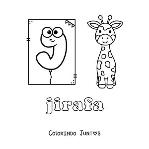 Desenho para colorir de J de girafa