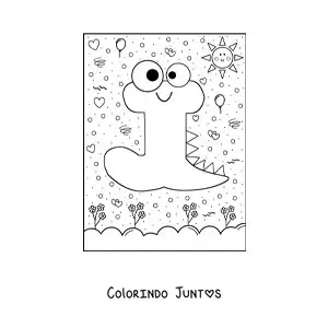 Desenho para colorir da letra J animada em forma de monstro de desenho animado