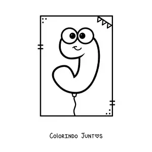 Desenho para colorir da letra J animada em forma de balão