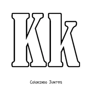 Desenho para colorir de letra K maiúscula e minúscula grande