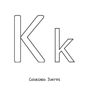 Desenho para colorir de letra K maiúscula e minúscula fácil