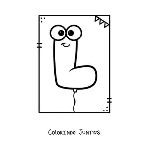 Desenho para colorir da letra L animada em forma de balão