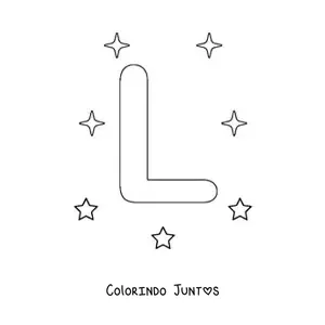 Desenho para colorir de letra L maiúscula com estrelas