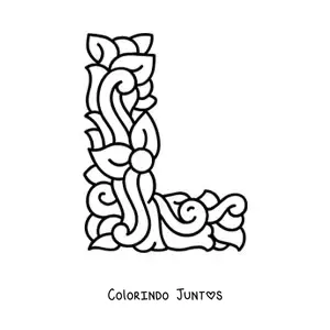 Desenho para colorir de letra L maiúscula decorada