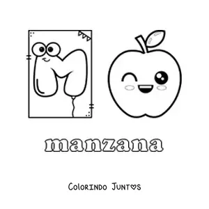 Desenho para colorir de M de maçã