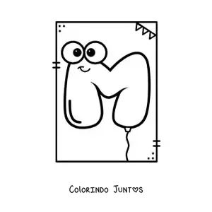 Desenho para colorir da letra M animada em forma de balão