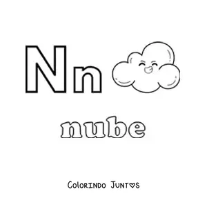Desenho para colorir de N de nuvem