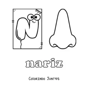 Desenho para colorir de N de nariz