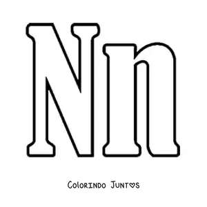 Desenho para colorir de letra N maiúscula e minúscula grande