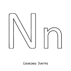 Desenho para colorir de letra N maiúscula e minúscula fácil