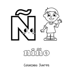 Desenho para colorir de Ñ de niño (menino)