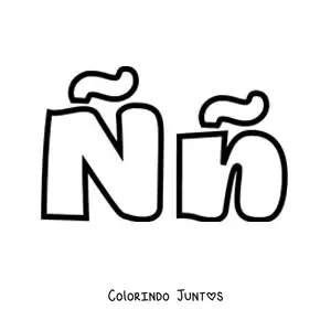 Desenho para colorir de letra Ñ maiúscula e minúscula grande