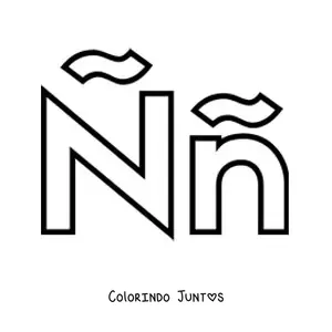 Desenho para colorir da letra Ñ maiúscula e minúscula