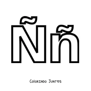 Desenho para colorir da letra Ñ maiúscula e minúscula fácil