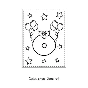 Desenho para colorir da letra O maiúscula animada com balões