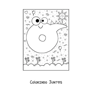 Desenho para colorir da letra O animada em forma de monstro de desenho animado