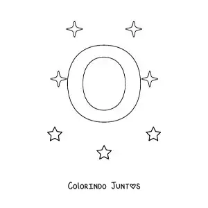 Desenho para colorir da letra O maiúscula com estrelas