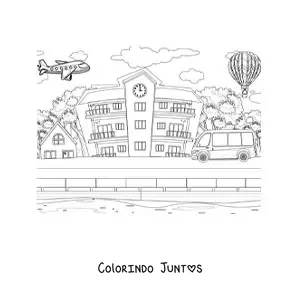Desenho para colorir de um transporte escolar
