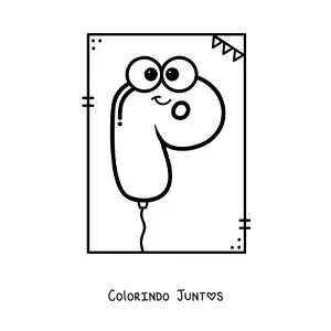 Desenho para colorir da letra P animada em forma de balão