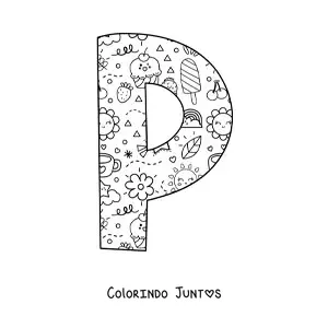 Desenho para colorir da letra P em desenho animado