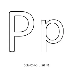 Desenho para colorir da letra P maiúscula e minúscula fácil