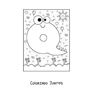 Desenho para colorir da letra Q em desenho animado