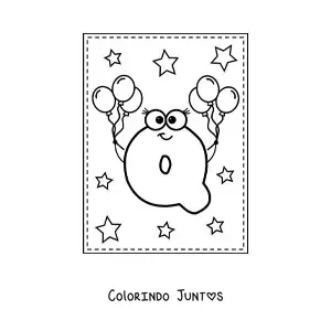 Desenho para colorir da letra Q maiúscula animada com balões