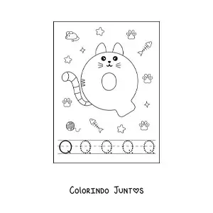 Desenho para colorir da letra Q animada em forma de gato