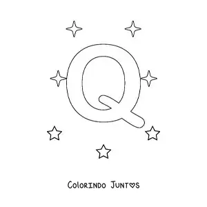 Desenho para colorir da letra Q maiúscula com estrelas