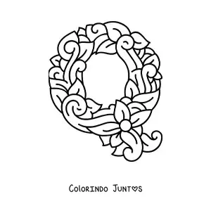 Desenho para colorir da letra Q maiúscula decorada
