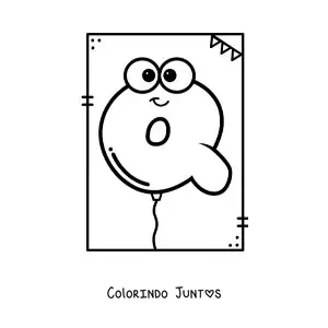 Desenho para colorir da letra Q animada em forma de balão