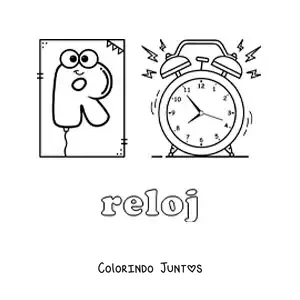 Desenho para colorir de R de relógio