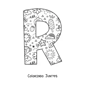 Desenho para colorir da letra R em desenho animado