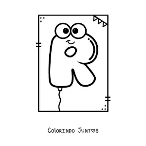 Desenho para colorir da letra R animada em forma de balão