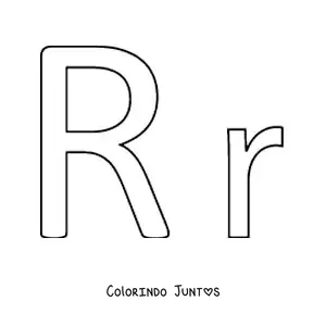 Desenho para colorir da letra R maiúscula e minúscula fácil