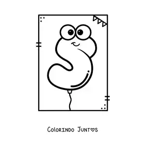 Desenho para colorir da letra S animada em forma de balão