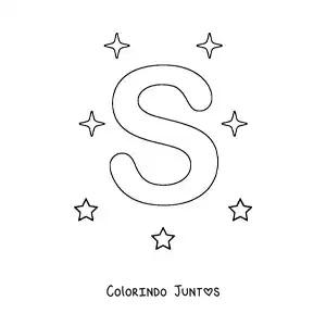 Desenho para colorir da letra S maiúscula com estrelas