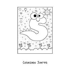 Desenho para colorir da letra S animada em forma de monstro de desenho animado