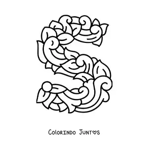 Desenho para colorir da letra S maiúscula decorada