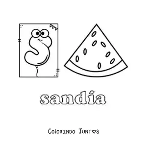 Desenho para colorir de S de melancia
