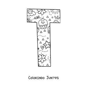 Desenho para colorir da letra T em desenho animado