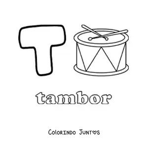Desenho para colorir de T de tambor