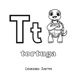 Desenho para colorir de T de tartaruga
