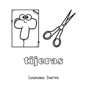 Desenho para colorir de T de tesoura