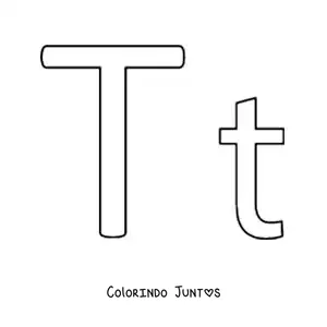 Desenho para colorir da letra T maiúscula e minúscula fácil