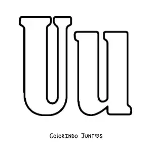 Desenho para colorir da letra U maiúscula e minúscula grande