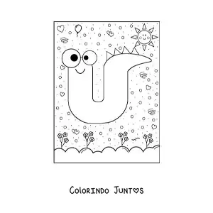 Desenho para colorir da letra U animada em forma de monstro de desenho animado