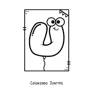 Desenho para colorir da letra U animada em forma de balão