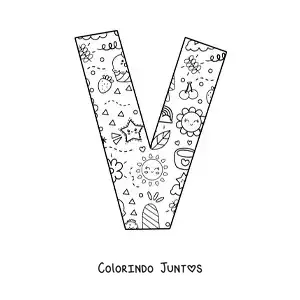 Desenho para colorir da letra V em desenho animado